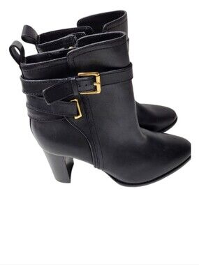 Lauren Ralph Lauren Madisyn Buckled Black Ankle Boots Size 7.5